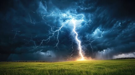 Powerful tornado forming swirling energy in stormy sky over open field nature action dramatic viewpoint