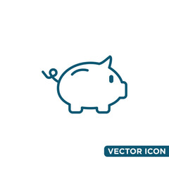 Minimalist Piggy Bank Icon Design Template 
