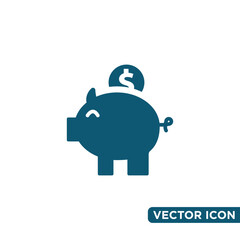 Minimalist Piggy Bank Icon Design Template 