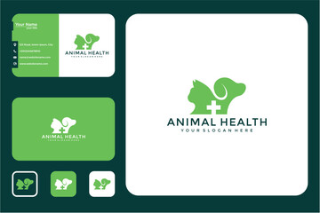 Green Animal Health Logo And Business Card Design Template