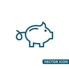 Minimalist Piggy Bank Icon Design Template 