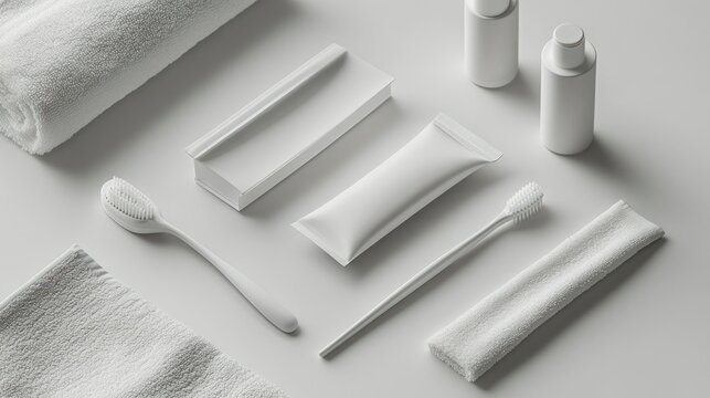 White hygiene products on a minimalist surface