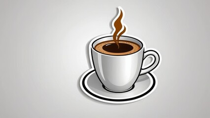 Fototapeta premium Minimalistic illustration of a steaming coffee cup with a saucer