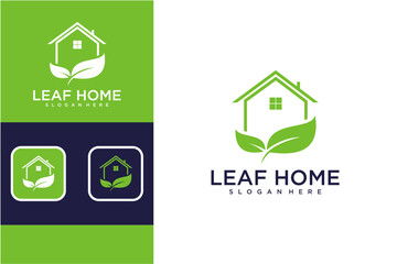 Green Eco-Friendly House Logo Variations With Leaf Design
