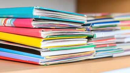 Vibrant retro music vinyl collection displayed on wooden shelf in cozy room setting