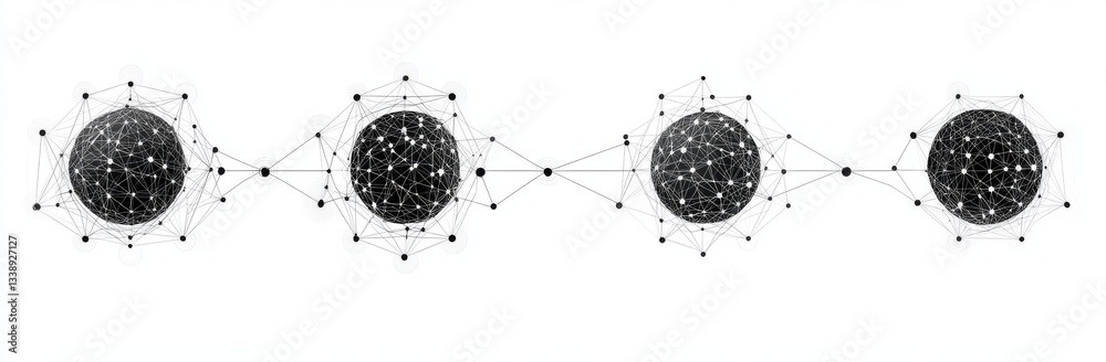 Poster modern holograms displaying interconnected nodes and patterns in a digital space