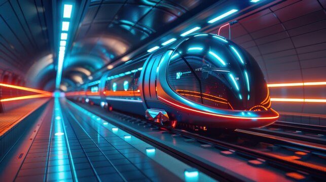 Hyperloop Transport: A high-speed, low-energy vacuum train designed for long-distance travel, optimizing efficiency and sustainability in transportation.
