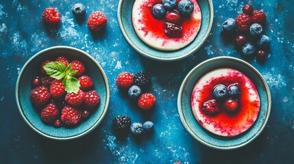 Delicious berry dessert platter kitchen food photography cozy atmosphere top view culinary art