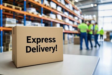 Fototapeta premium A cardboard box labeled 