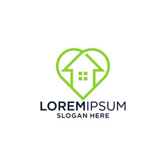 Green House Heart Logo Design