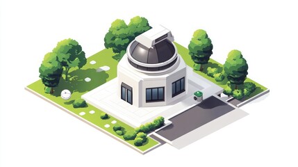 Isometric Observatory Building in Park