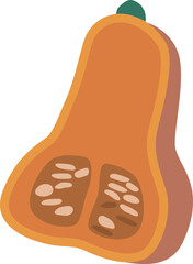 Half of organic ripe pumpkin