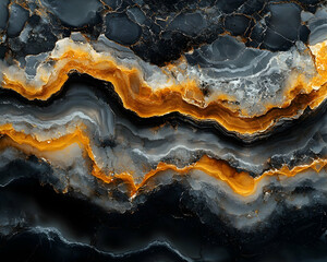 Abstract dark stone texture with orange and white veins
