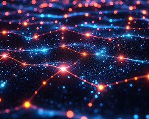 Abstract digital network with glowing nodes and connections