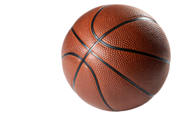 Basketball with Black Lines Isolated on White Background for Sports Equipment.