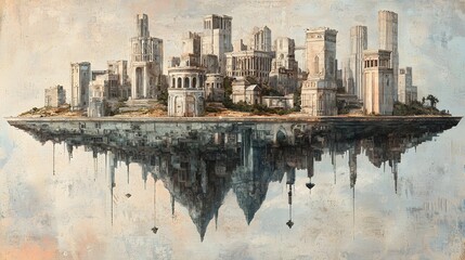Fototapeta premium 26. A conceptual floating city built above ancient ruins