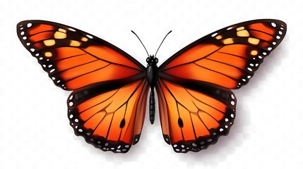 Fototapeta premium Monarch butterfly illustration on white, wings spread