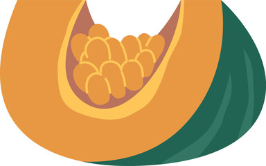 Quarter part of ripe pumpkin