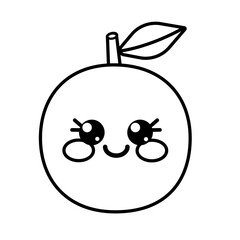 Vector illustration of outline doodle orange isolated on white background