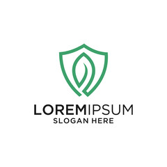 Green Leaf Inside a Shield Logo Design