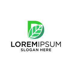 Green Leaf Letter D Logo Design