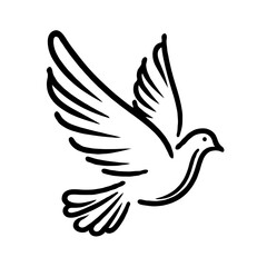 Obraz premium a minimalistic silhouette of a Doves flying outline with a bold black line on a clean white background