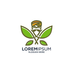 Green Leaf Logo Design Featuring a Man's Face