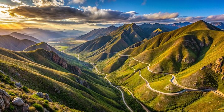 Majestic Outeniqua Mountains: Winding Gravel Road Ascending from Blanco Village