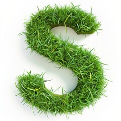 Grass in the shape of letter S, on a white background.