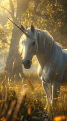 Magical unicorn in a fantasy meadow, 4K illustration
