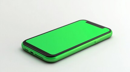 Green Smartphone Mockup with Blank Screen for App or Website Promotion