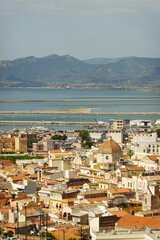 Panorama of Cagliari opening from the Bastion San Remy, Italy, Sardinia	