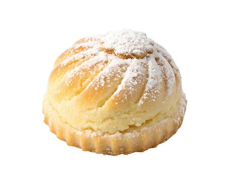 Hallulla bread from Chile, traditional round flatbread with a golden crust, isolated on a white transparent background, high-quality cutout image