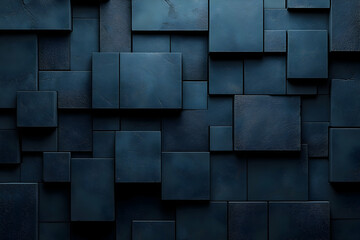 Dark blue, textured square blocks create an abstract, geometric background