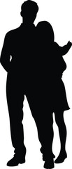 Family silhouettes, Happy family silhouette