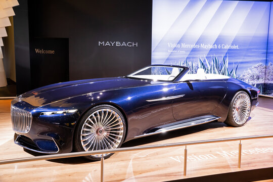 Vision Mercedes Maybach 6 Cabriolet luxury car at the Brussels Autosalon Motor Show. Belgium - January 10, 2018.