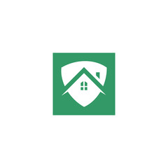 Green Shield With House Icon