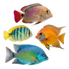 Colorful Aquarium Fish: Species Guide on transparent background