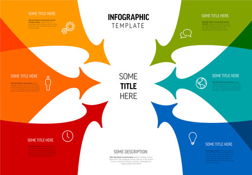 Colorful Infographic Template with colorful arrows pointing inward to a central section