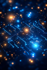 Obraz premium Glowing circuit board, abstract digital technology