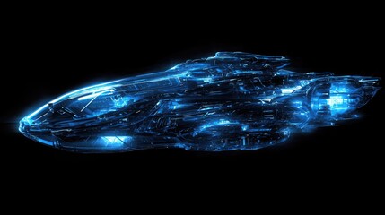 an abstract spaceship design using blue elements.