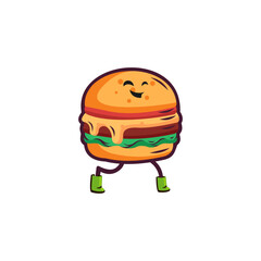 Happy Cartoon Burger Walking in Green Boots