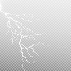 Set of lightnings. Thunder-storm and lightnings. Magic and bright lighting effects. Vector Illustration	