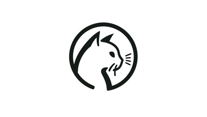 Fototapeta premium A logo template blank featuring a cat silhouette in black modern line minimalism style, crafted in vector EPS10 format on a transparent isolated clipart background for design purposes.