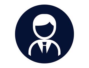 スーツを着た人の丸いシンプルな白抜きイラスト