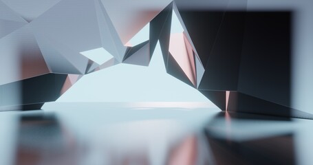 Fototapeta premium Futuristic abstract background crystal arched interior 3d render