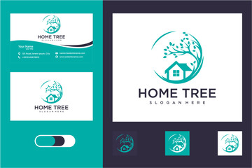 Home Tree Logo Design: Teal Pixel Art House and Tree Branding