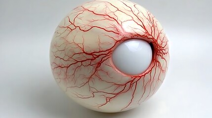 Realistic eye model with detailed veins on a white background