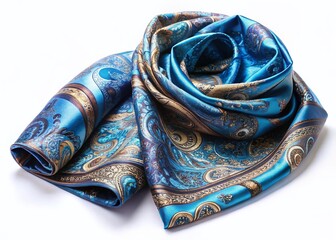 Luxurious Blue Paisley Silk Scarf - Fashion Accessory, Textile Design