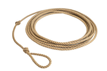 Fototapeta premium Natural Cotton Rope Coiled and Looped on Light Background for Crafting or Industrial Use.